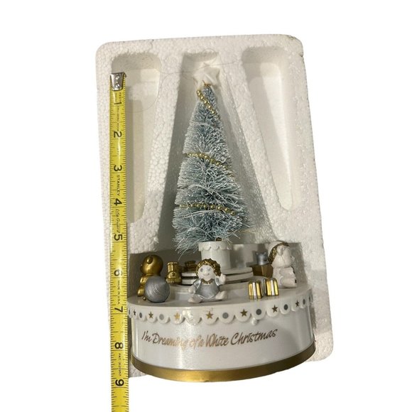 Vintage Lighted Christmas Tree Revolving Train Music Box 1987 Roman w/Orig Box - Picture 9 of 12